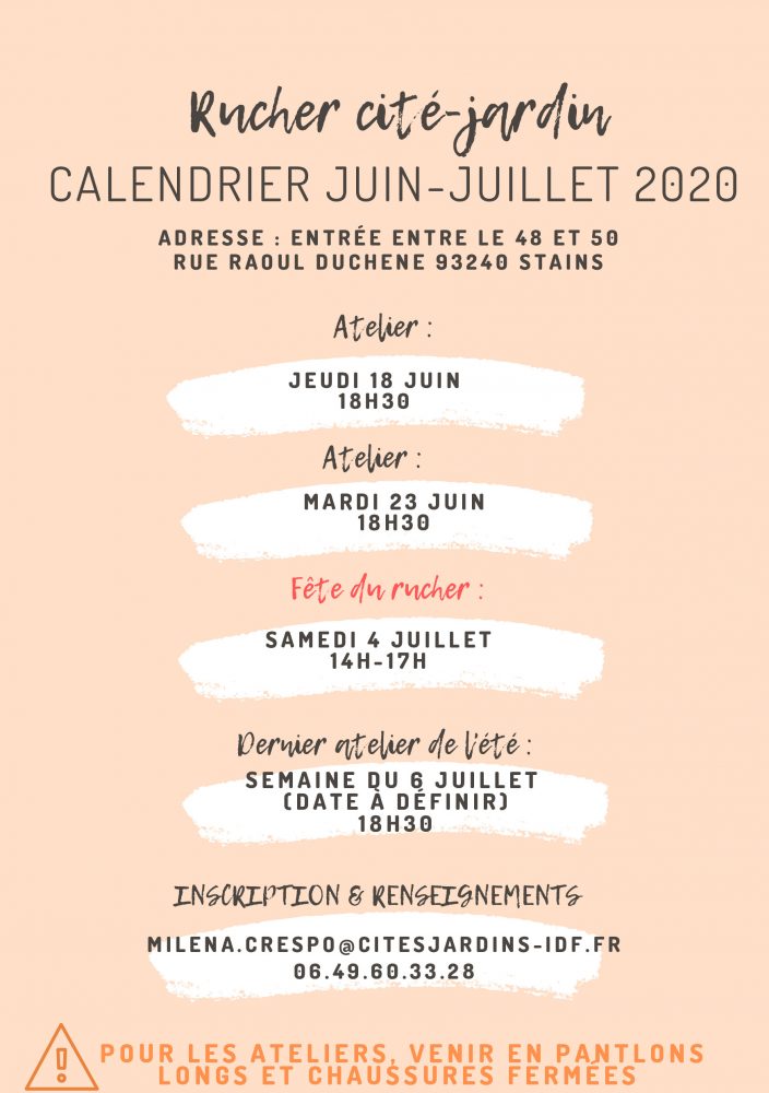 ateliers ruchers juin juillet 2020 - Ville de Stains