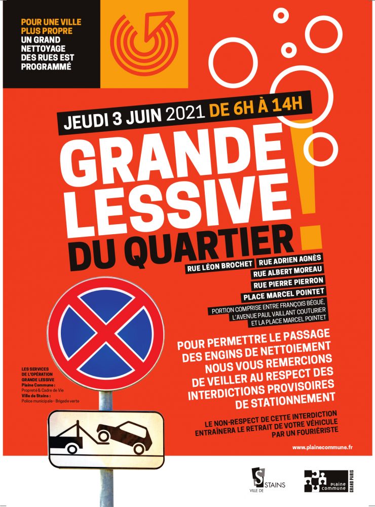 Grande Lessive - interdiction temporaire de stationnement 03.06.21 - Ville de Stains