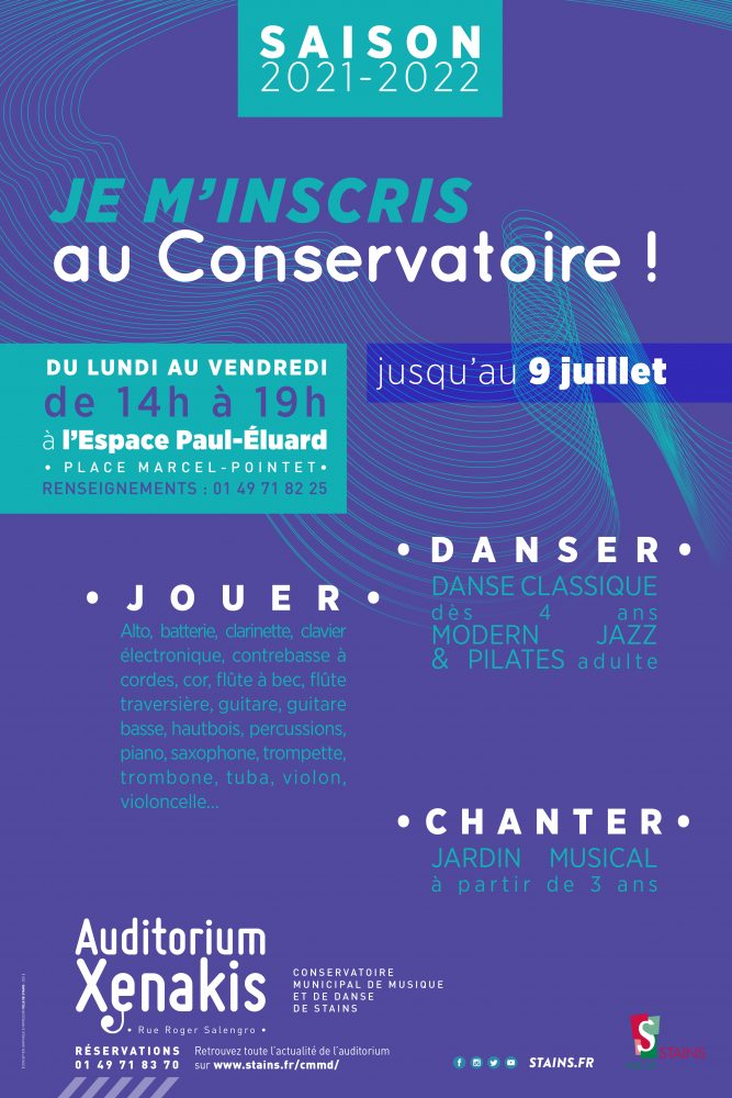 CMMD - Je m'inscris au conservatoire pour la saison 2021/2022 - Ville de Stains
