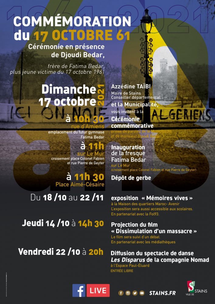 1961 - 2021 - Commémoration du 17 octobre 61 - Ville de Stains