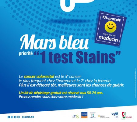 Mars Bleu - Priorité "1 test Stains" - Ville de Stains