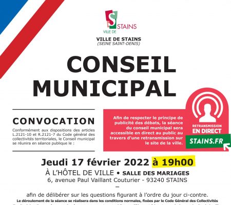 Conseil Municipal du 17 février 2022 - Ville de Stains