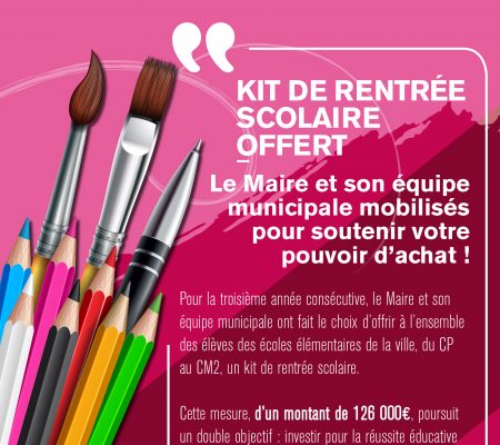 Kit de rentrée scolaire offert - Le Maire et son équipe municipale mobilisée pour soutenir votre pouvoir d'achat - Ville de Stains