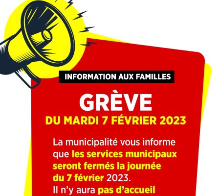 Information aux familles - Grève du mardi 7 février 2023 - Ville de Stains