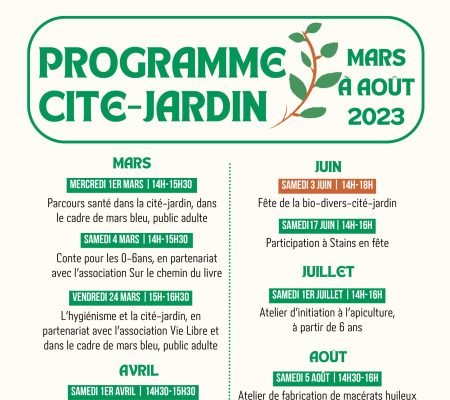 Association Régionale des Cités Jardins d'Ile-de-France - Programme des activités à Stains - Ville de Stains
